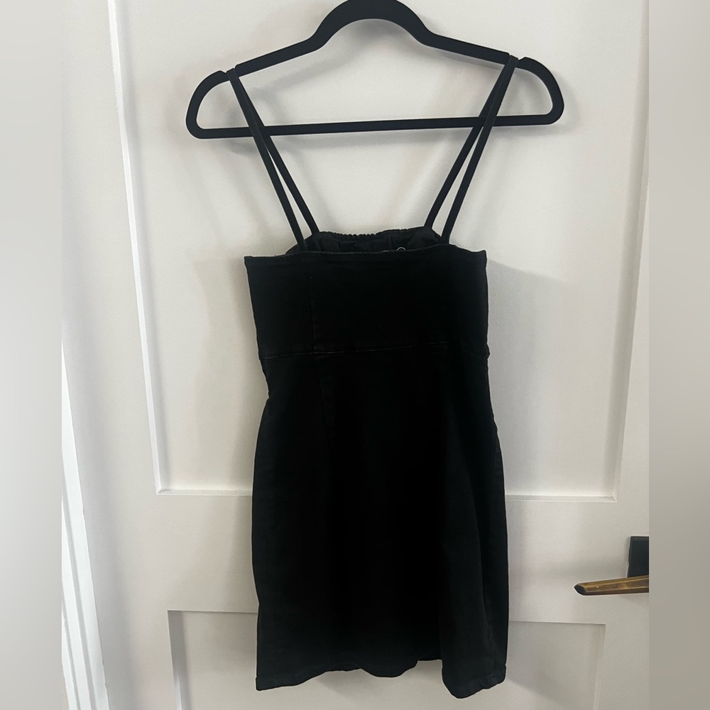 Black denim mini dress